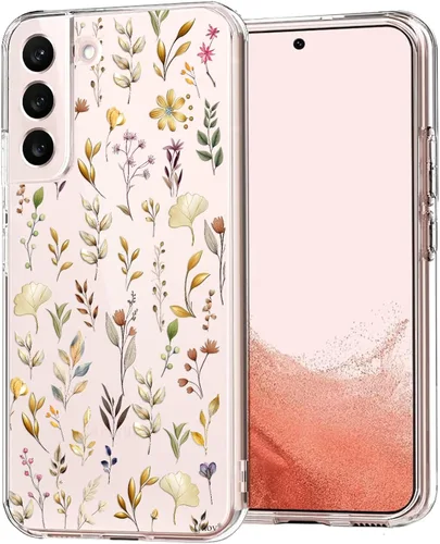 Miniatura 14 de Unov Funda para Galaxy S22 transparente con diseño de TPU suave absorción de impactos, patrón delgado en relieve, cubierta trasera protectora