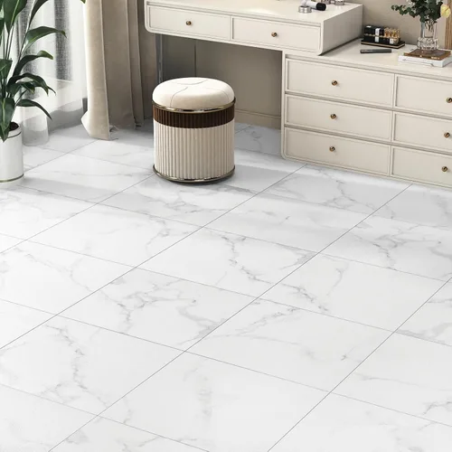 Miniatura 6 de WESTICK Azulejos de suelo de mármol blanco para despegar y pegar, azulejos de vinilo autoadhesivos para cocina, dormitorio, sótano, escaleras