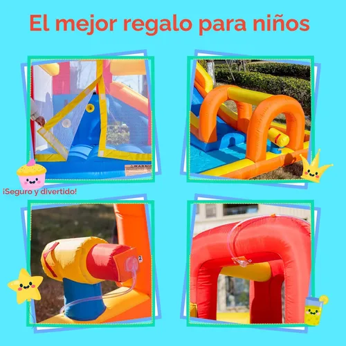 Miniatura 5 de Baralir Parque acuático inflable con tobogán acuático largo y piscina grande para 5 niños, diversión infinita de saltos, deslizamientos, escalada