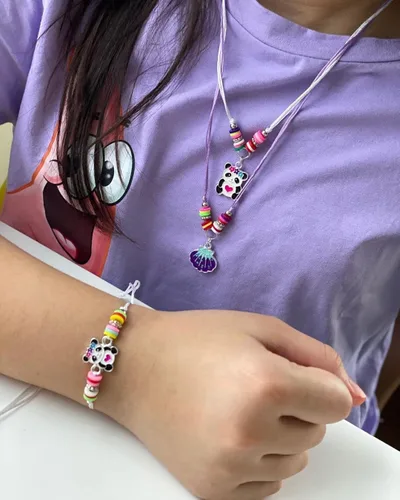 Miniatura 3 de MJartoria Juego de 24 pulseras y collares tejidos de amistad para niñas con dije de panda de unicornio, joyería de amistad, regalo de unicornio