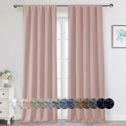 Miniatura 215 de Cortinas opacas para dormitorio, sala de estar, juego de 2 paneles de 54 pulgadas de largo, cortinas de oscurecimiento de habitación con aislamiento