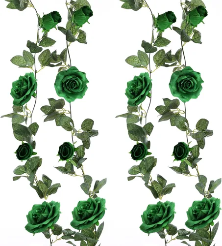 Miniatura 16 de Felice Arts Paquete de 2 guirnaldas de rosas artificiales color blanco crema de 6.5 pies cada guirnalda de rosas artificiales colgantes para arco