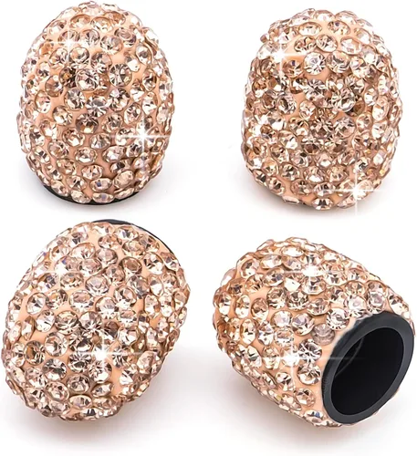Miniatura 21 de 8 PCS Tapas de Válvula de Vástago de Neumático con Diamantes de Cristal Brillante, Tapas de Válvula de Neumático de Coche a Prueba de Polvo Blanco