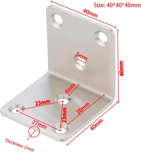 Miniatura 2 de Soportes de ángulo recto de 90 grados de acero inoxidable con tornillos en forma de L juntas placa 6 piezas