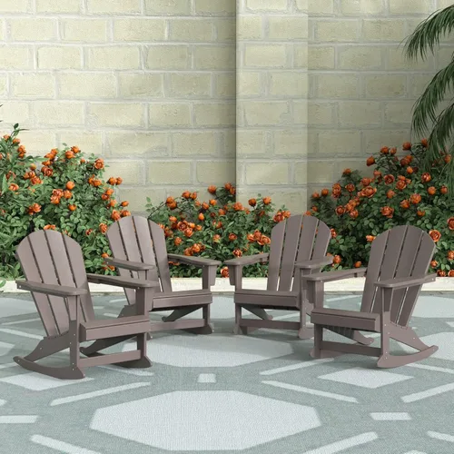 Miniatura 131 de WestinTrends Silla mecedora Malibu de poliéster para exterior/patio Adirondack, Negra