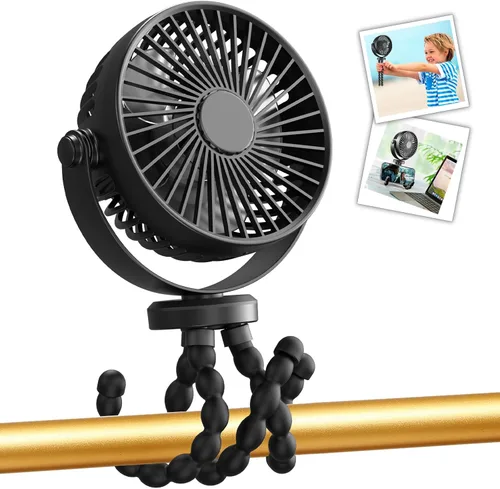 snawowo Mini ventilador portátil personal de mano, ventilador de cochecito de bebé, ventilador de asiento de automóvil, alimentado por USB o