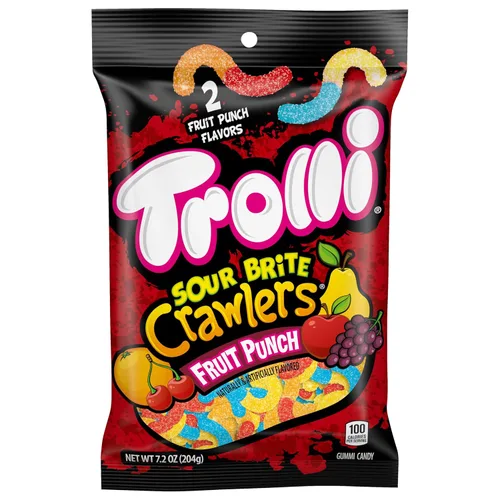 Miniatura 12 de Trolli Gusanos de gomita ácida, ponche de frutas, 7.2 onzas Sour Brite Crawlers Paquete de 2