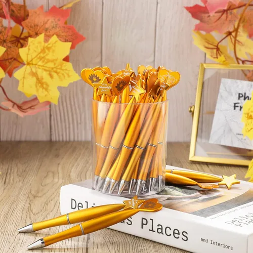 Miniatura 4 de Tinlade 120 bolígrafos de pavo para otoño, otoño, Acción de Gracias, calabaza, tinta de gel, bolígrafos de tinta de gel negra, con forma de corazón