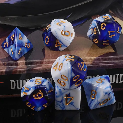 Miniatura 4 de QMAY DND Juego de Dados - 7 Piezas de Dados Poliédricos con Bolsa de Dados D&D para Mazmorras y Dragones, RPG, MTG, Juegos de Rol