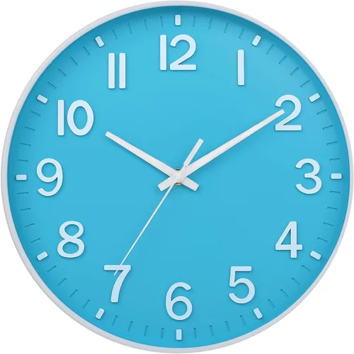 Miniatura 31 de HZDHCLH Reloj de pared de cuarzo moderno, funciona con pilas, 12 pulgadas, silencioso, sin tictac, números 3D, reloj redondo para pared, reloj