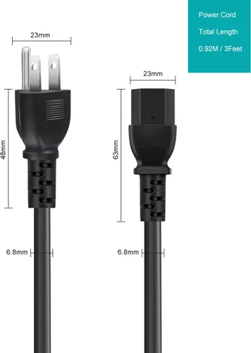 Miniatura 5 de Cable de alimentación de 3 clavijas para TV LG 42LG50 42LK450 32LG30 42CS570 42LK520 32LV2500 42LF11 42LG20 42LG30 42LG30DC 42LG70 42LG70 42LG20