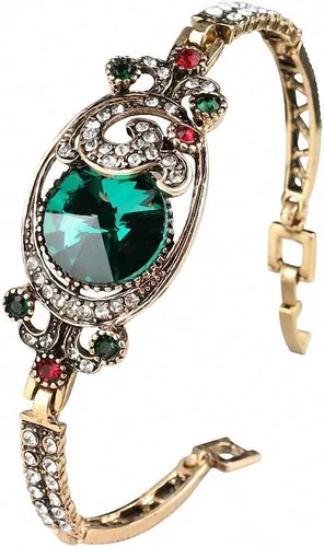 Pulseras verdes vintage turcas coloridas antiguas color oro pulsera de cristal para mujer
