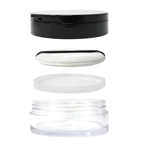 Miniatura 3 de Honbay Contenedor de polvo de maquillaje reutilizable vacío con esponja de polvo, tamiz y espejo, contenedor compacto de plástico para polvo suelto