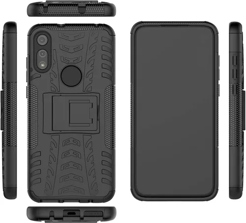 Miniatura 7 de Funda de teléfono para Moto E 2020 Motorola E7 con protector de pantalla de vidrio templado y accesorios de célula híbrida dura y resistente, Negro