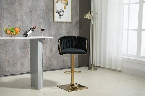 Miniatura 3 de Taburete de bar giratorio moderno, taburete de bar ajustable con altura de mostrador, taburetes de bar de cocina con asiento espacioso, respaldo
