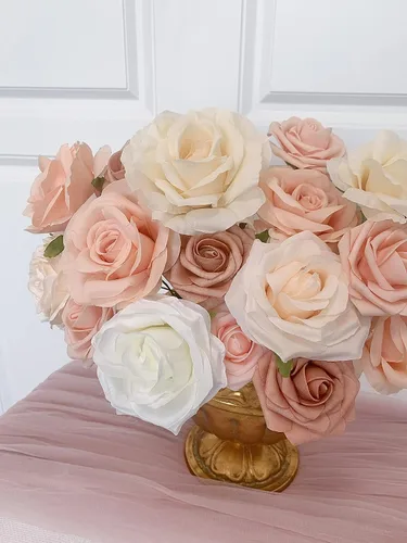Miniatura 172 de FACINOC Ramos de Rosas Artificiales Naranjas, Juego de Caja de Flores Artificiales con Tallos para DIY, Bodas, Despedidas de Soltera, Decoraciones