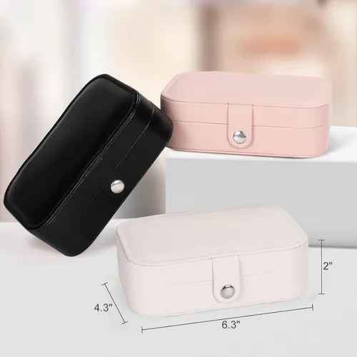 Miniatura 4 de Mpeyuiltic Joyero de viaje, estuche de joyería portátil de piel sintética pequeño para mujeres y niñas, organizador de joyas de viaje de doble capa
