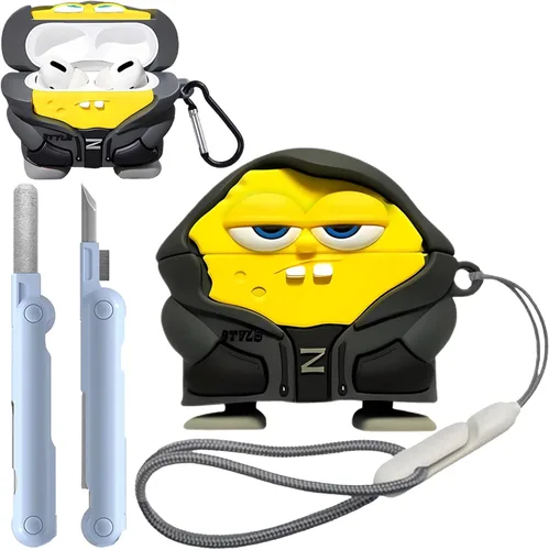 Miniatura 8 de Bonita funda para AirPods 2ª/1ª, divertida funda de silicona 3D de dibujos animados Kawaii para AirPods de 1 y 2ª generación con kit de limpieza