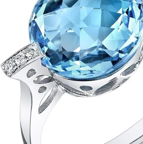 Miniatura 2 de Peora Anillo de oro blanco de 14 quilates con topacio azul suizo (6,3 cttw)