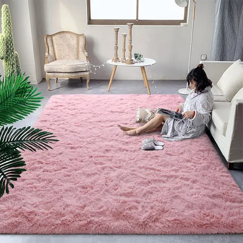 Miniatura 15 de DweIke Alfombras Shag Esponjosas Azules para Dormitorio Sala de Estar, 5x8 Grande Suave Felpa Tie-Dye Azul Cielo para Niñas y Niños, Alfombra Azul