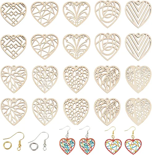 Miniatura 17 de Juego de 20 piezas de aretes de bola deportiva para fútbol, baloncesto, rugby, dijes de madera, 5 estilos, aretes de bola deportiva con ganchos