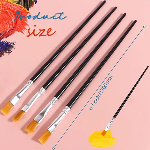Miniatura 3 de 30 pinceles de pintura para pintura acrílica, pinceles para niños, pelo de nailon plano, pincel para manualidades, óleo pequeño, acuarelas, Negro