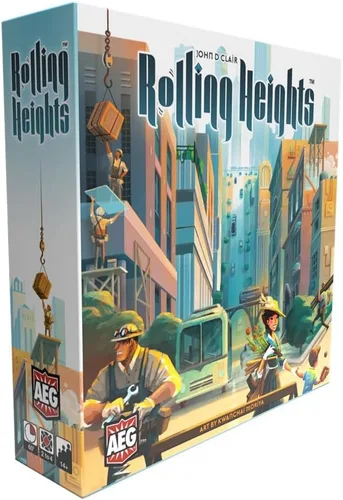 AEG Rolling Heights | Tira tus Meeples, construye la ciudad | Empuja tu suerte, juego de construcción de piscinas ambientado en la década de 1920 |
