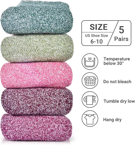 Miniatura 3 de Clothclose 5 Pairs Wool Socks - Warm Wool Socks For WomenMen Super Soft Crew Socks Boot Socks Thick Knit Cozy Socks