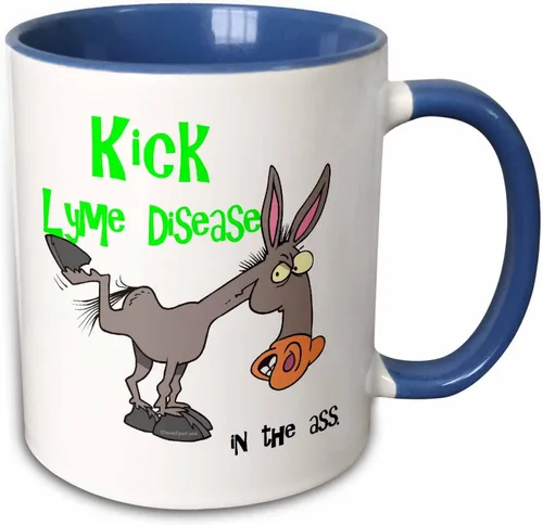 Miniatura 10 de 3dRose dooni diseños causa conciencia cinta diseños Kick Lyme Enfermedad en el Ass – La Conciencia Cinta causa Diseño – Tazas, Negro/Blanco
