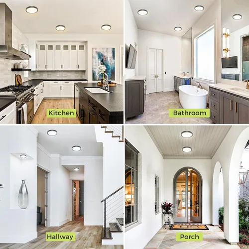 Miniatura 6 de hepside - Lámpara de techo empotrada LED negra regulable de 6.5 pulgadas 12 vatios, 3 colores seleccionables, 1200LM para cocina, habitación
