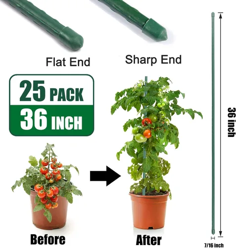 Miniatura 2 de Estacas de jardín Tingyuan de 36 pulgadas, estacas de acero para plantas, estacas para tomates, paquete de 25 estacas de 3 pies
