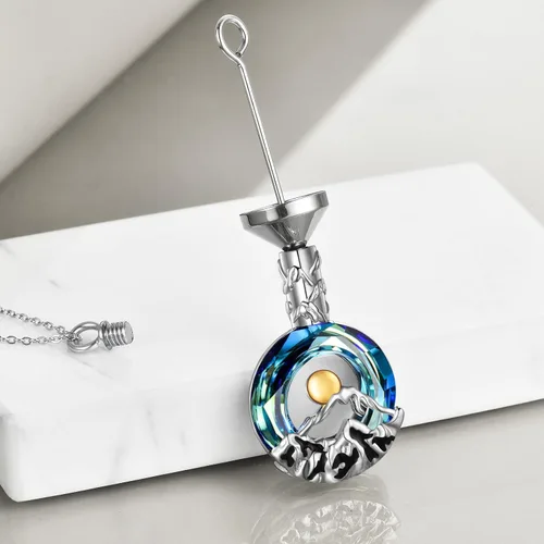 Miniatura 4 de Collar de montaña de plata de ley con colgante de montaña de cristal y colgante de montaña para esquiadores excursionistas campistas escaladores