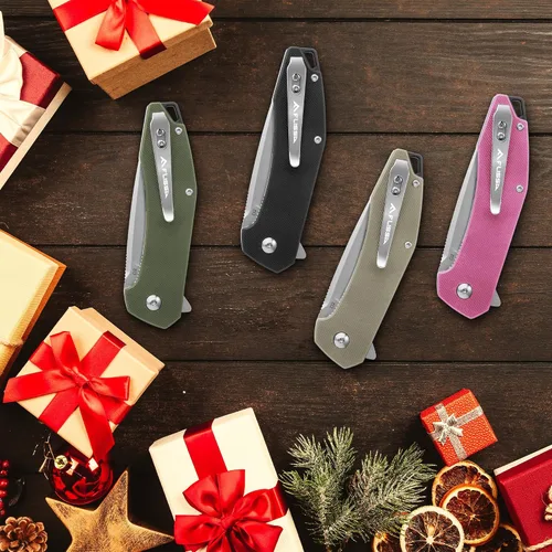 Miniatura 8 de FLISSA Cuchillo de bolsillo, cuchillo táctico plegable con mango G10, hoja D2, seguro de revestimiento, clip de bolsillo, cuchillo EDC para Negro
