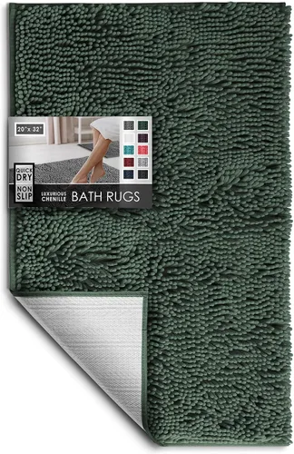 Miniatura 55 de Hearth & Harbor Alfombras de baño, tapete de baño de chenilla - Alfombras de baño lavables a máquina para baño con respaldo antideslizante de goma