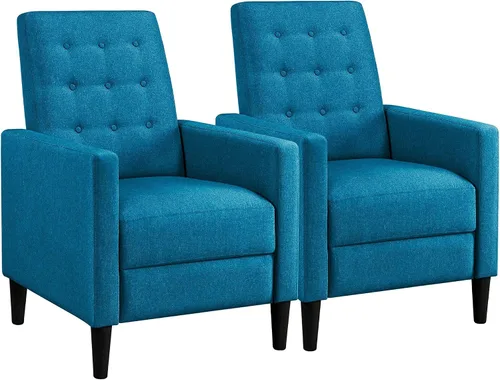 Miniatura 16 de Yaheetech - Sofá reclinable de cuero sintético, silla reclinable individual moderna de mediados de siglo, respaldo y reposapiés ajustables, sofá