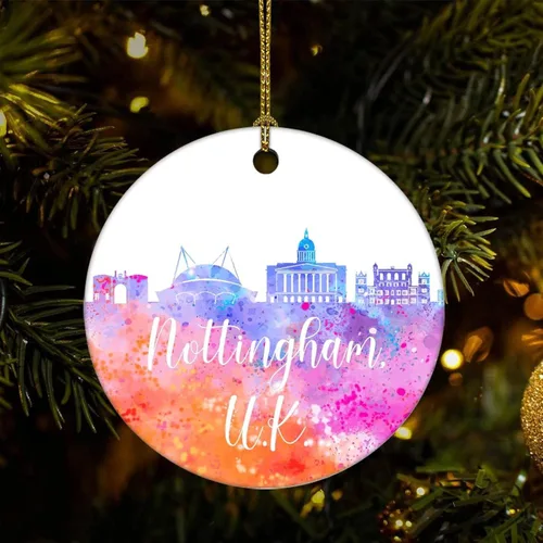 Adornos de recuerdo de Navidad Reino Unido - Nottingham adorno de cerámica regalos adornos coloridos pintura ciudad árbol de Navidad adornos