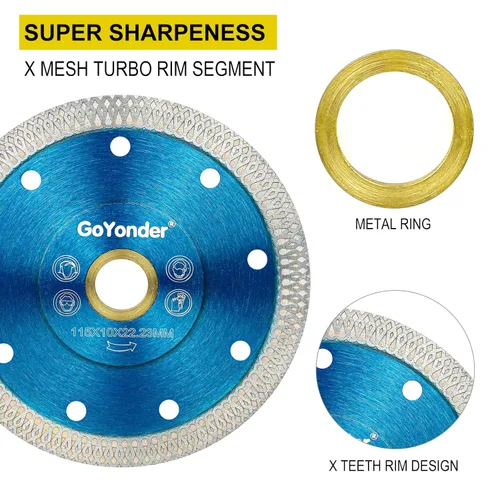 Miniatura 4 de GoYonder Hoja de sierra de cerámica de diamante súper fina hoja de corte de porcelana para cortar azulejos de cerámica o porcelana (4.5 "(115 mm)