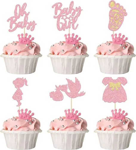 Miniatura 11 de Ephlyn 24 adornos azules para tartas con diseño de cisne, suministros de fiesta temática de baby shower, decoraciones para niños y niños, fiesta