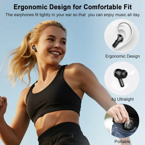 Miniatura 5 de Auriculares inalámbricos, auriculares Bluetooth 5.4 HiFi Stereo, auriculares con 4 micrófonos ENC con cancelación de ruido, auriculares Bluetooth