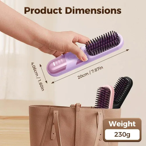Miniatura 8 de Go Brush 2026 actualizado negativo, cepillo alisador de cabello inalámbrico, cepillo alisador portátil para viajes, alisador de pelo de viaje