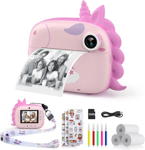 Miniatura 8 de HiMont Cámara para Niños con Impresión Instantánea, Cámara Digital Selfie para Niños con Papel de Impresión y Tarjeta de 32G, Video de 2.5K y Cámara