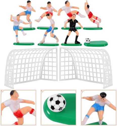 Miniatura 2 de UPKOCH Decoraciones para pastel de fútbol – 2 goles, 6 jugadores, 1 árbitro, figuras de fútbol en miniatura para cumpleaños de niños, fiesta