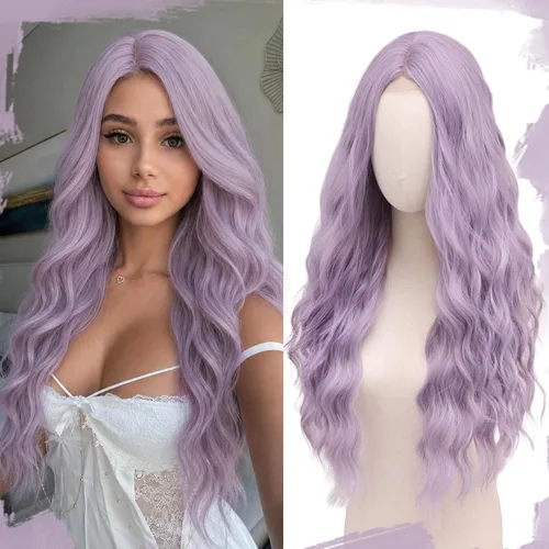 Miniatura 19 de Peluca larga rubia 613 para cosplay, peluca sintética de 28 pulgadas, parte media, regalos realistas, pelucas de fiesta para mujeres, uso diario