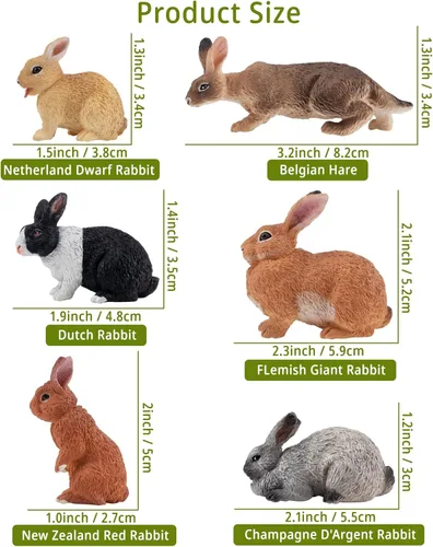 Miniatura 4 de Toymany 12 figuras de conejo de Pascua para niños, figuras de conejo, juguete de animales de granja para decoración de pasteles, recuerdos de fiesta