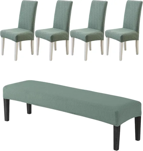 Miniatura 10 de CRFATOP 4 Piezas de Fundas Elásticas para Silla de Comedor con Funda para Banco Fundas Impresas para Silla de Comedor Fundas para Cojín de Asiento