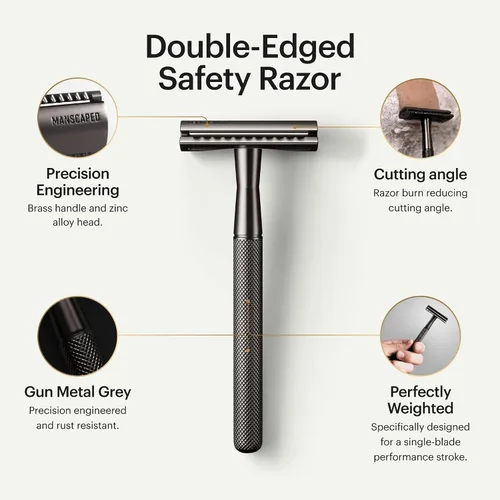Miniatura 3 de MANSCAPED® The Plow® 2.0 & Power Shave Gel, paquete de afeitado facial para hombre con maquinilla de afeitar de seguridad de una sola hoja y gel