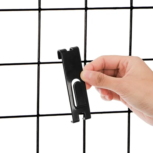 Miniatura 4 de Paquete de 50 ganchos de rejilla para pared, gancho de exhibición de muesca de utilidad, colgador de fotos de metal negro, accesorio de pared