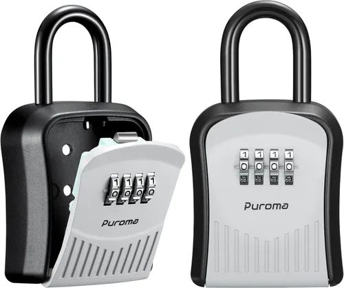 Miniatura 9 de Caja de Seguridad Puroma, Caja de Bloqueo con Combinación de Llaves, Caja de Seguridad Montada en Pared Portátil para Llaves con Código Reajustable