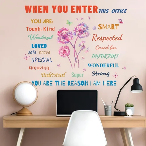 Miniatura 10 de Calcomanías de vinilo con frases inspiradoras extraíbles, de libélula y frases de pared, calcomanías de frases positivas para el hogar, dormitorio