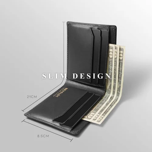 Miniatura 4 de REVELOT Cartera delgada clásica piel auténtica con bloqueo RFID W2 Negro - Minimalista